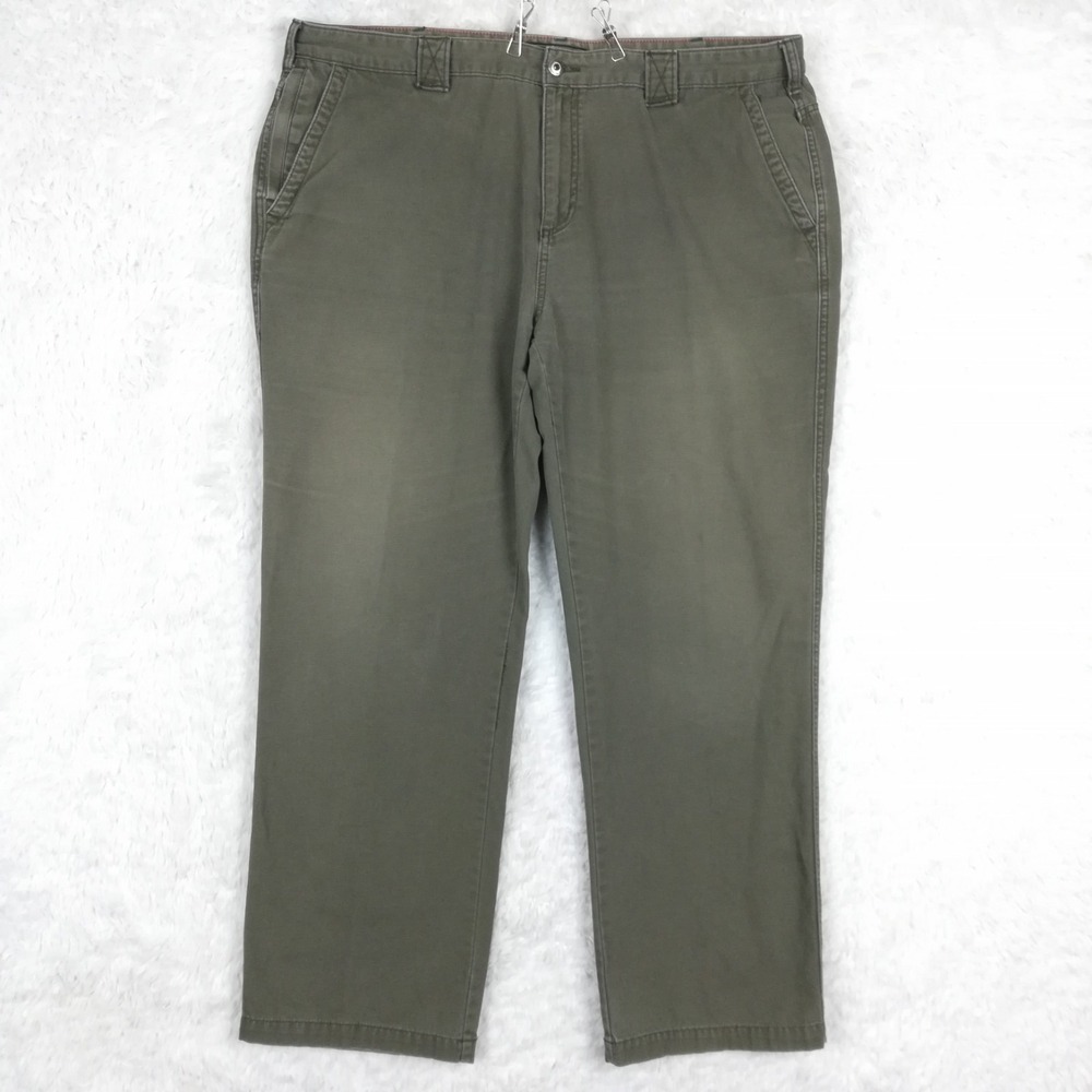 Weatherproof Pants Mens Canvas Work Straight Leg Relaxed Fit Dark Olive 42x32